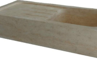 ALT-32 Traverten Damlalıklı Dikdörtgen Mermer Banyo Lavabosu / (Ölçüler :90*46*18 cm)