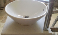 Çimstone  900 Lapland mini banyo tezgahı ve çanak lavabo uygulaması.